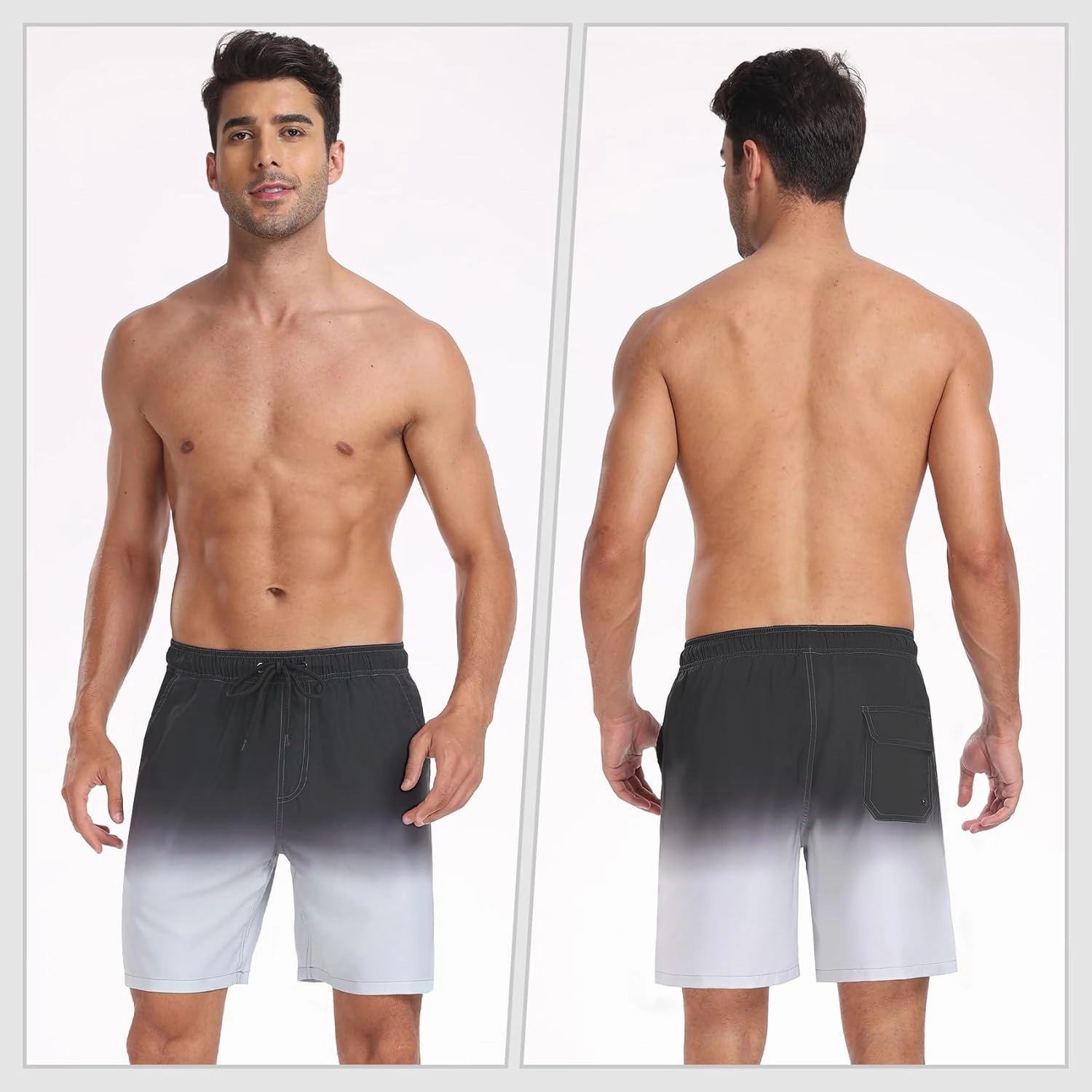 Mens Swim Trunks with Compression Liner 2 in 1 Quick Dry Swimming Shorts Swimwear Bathing Suits with Pockets
