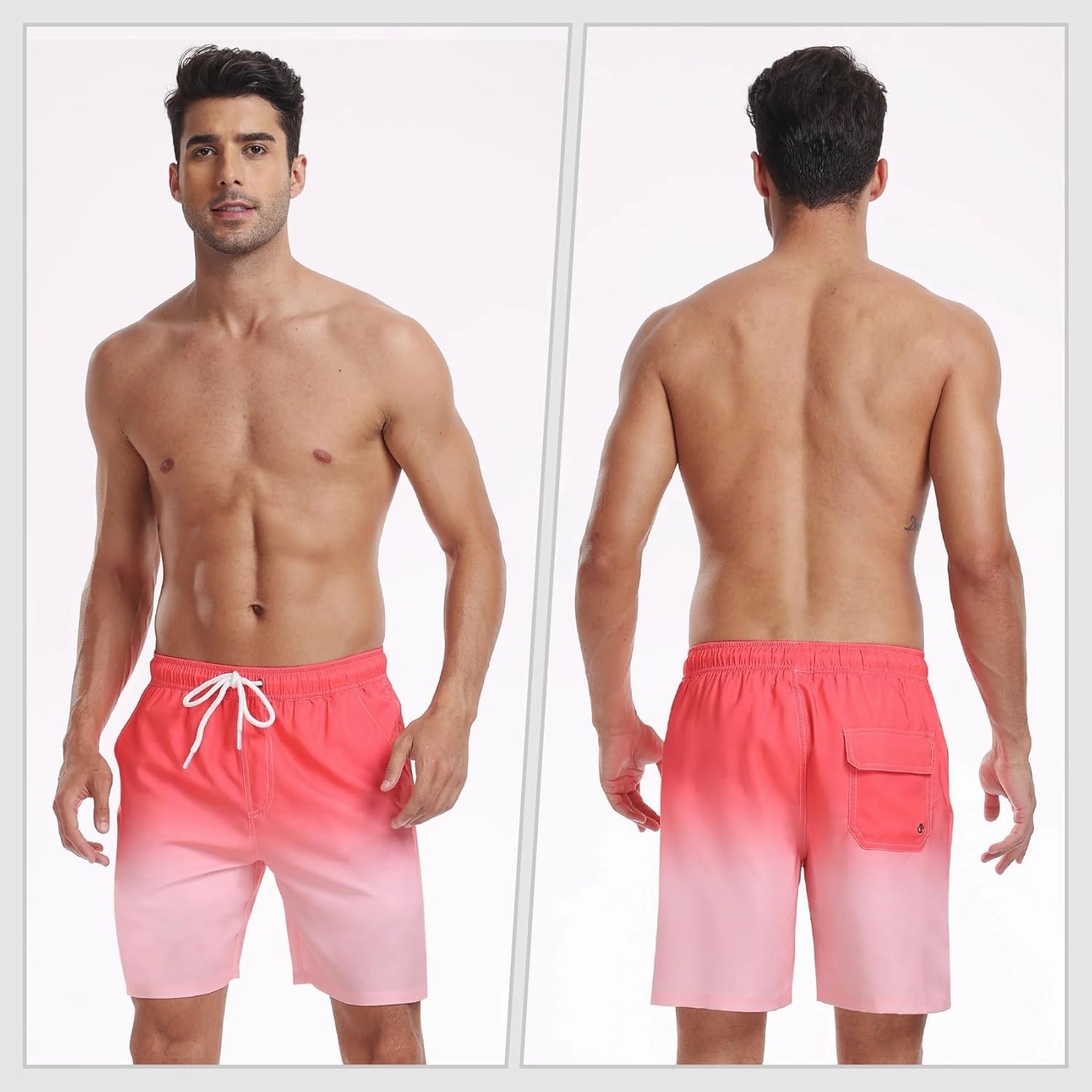 Mens Swim Trunks with Compression Liner 2 in 1 Quick Dry Swimming Shorts Swimwear Bathing Suits with Pockets