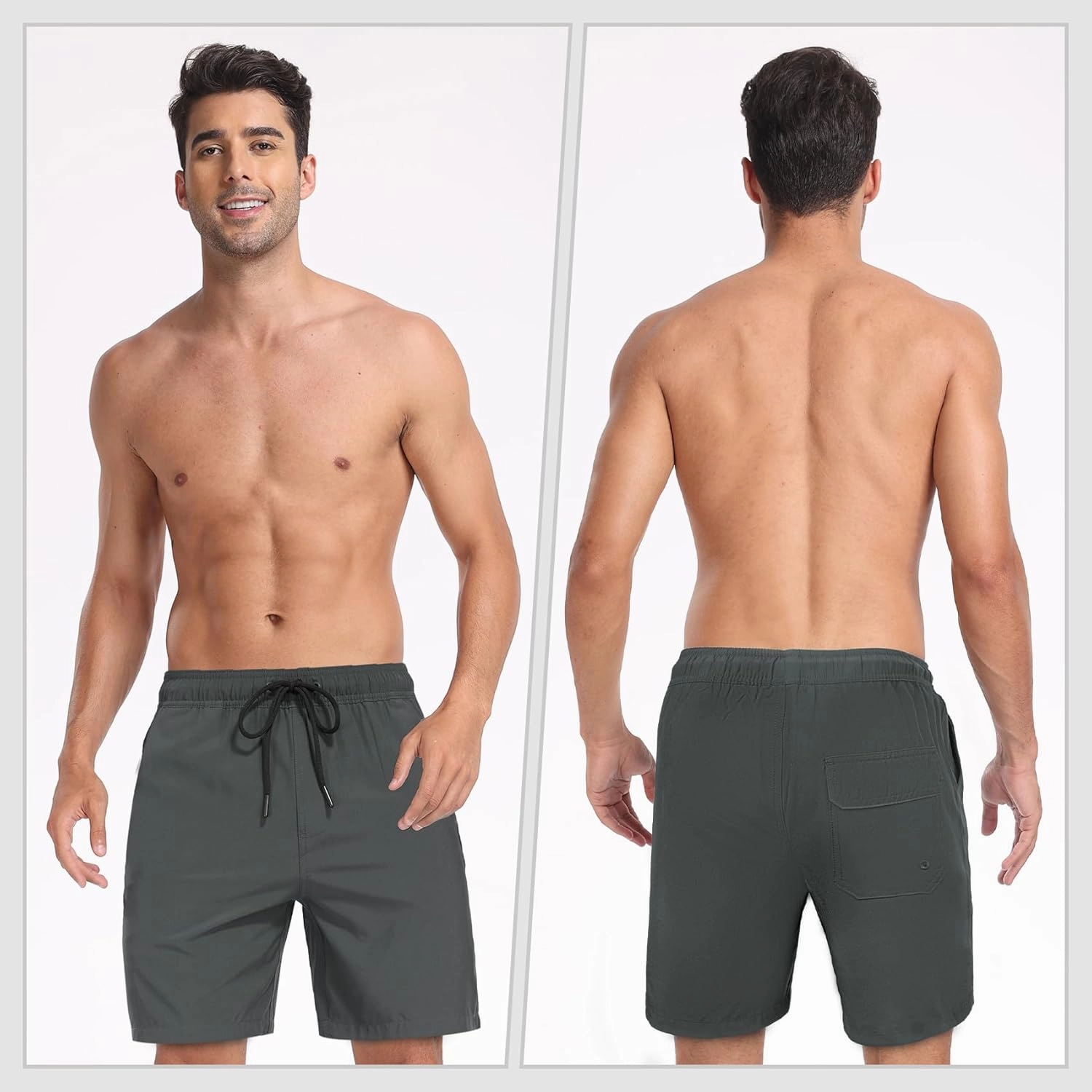 Mens Swim Trunks with Compression Liner 2 in 1 Quick Dry Swimming Shorts Swimwear Bathing Suits with Pockets