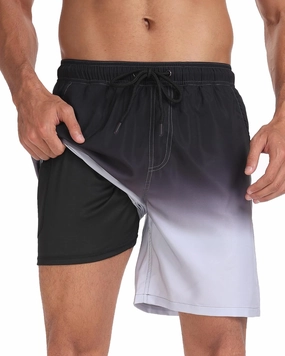 Mens Swim Trunks with Compression Liner 2 in 1 Quick Dry Swimming Shorts Swimwear Bathing Suits with Pockets