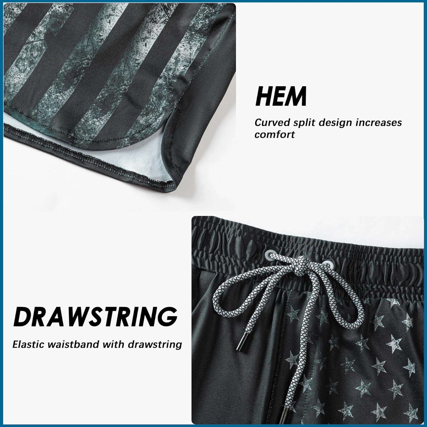 Mens Swim Trunks with Compression Liner 5.5" Board Shorts with Zipper Pockets 2 in 1 Quick Dry Bathing Suits