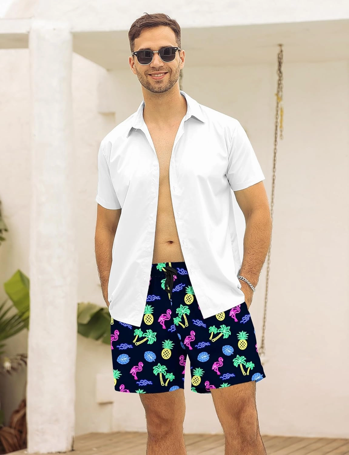 Mens Swim Trunks with Compression Liner 5.5" Inseam Quick Dry Swimsuit Shorts S-XXL