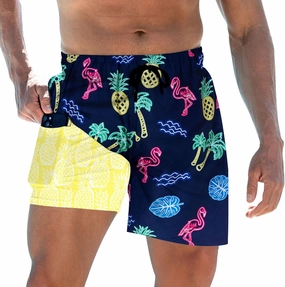 Mens Swim Trunks with Compression Liner 5.5" Inseam Quick Dry Swimsuit Shorts S-XXL