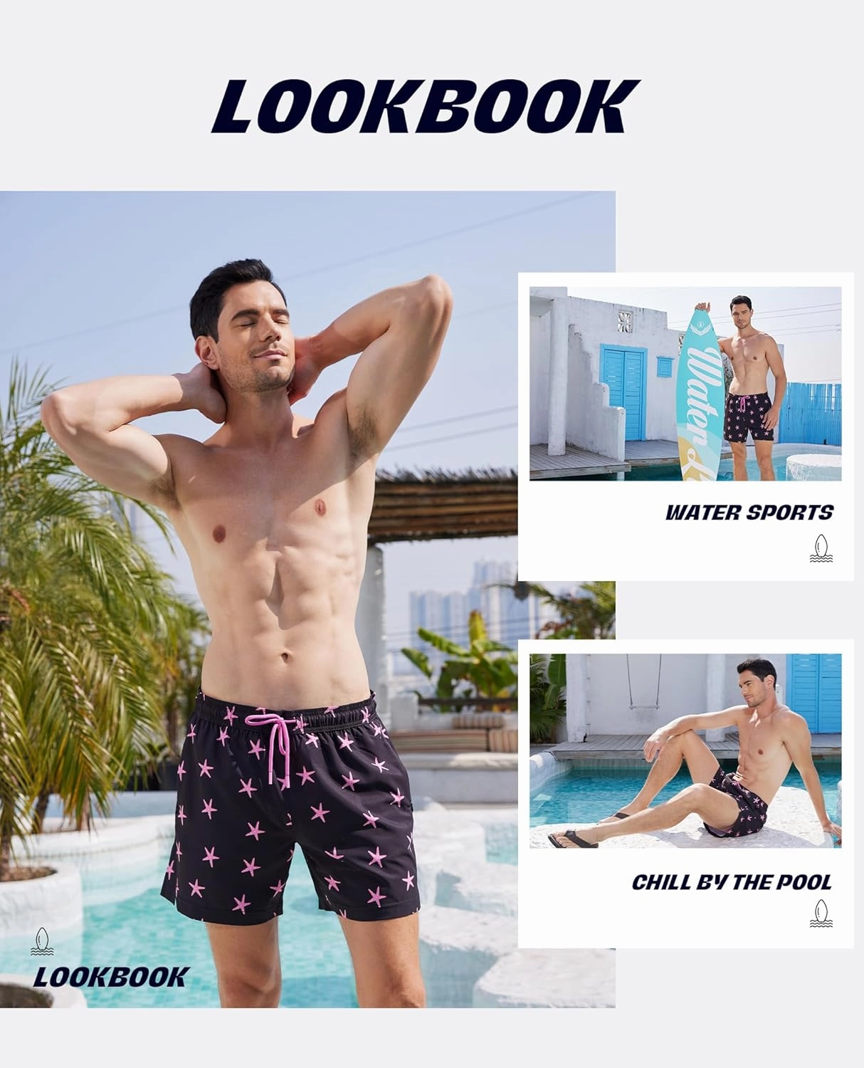 Mens Swim Trunks with Compression Liner 5 Inch Inseam Swimming Trunks Board Shorts for Men Bathing Suit