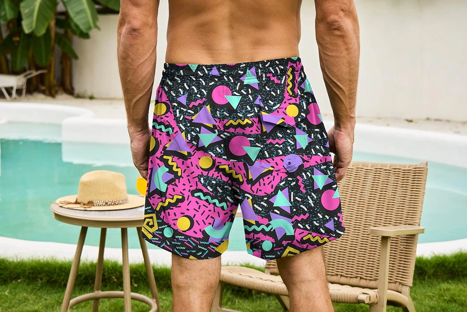 Mens Swim Trunks with Compression Liner 5 Inseam Quick Dry Swimwear Bathing Suit Swimming Board Shorts with 4 Pocket