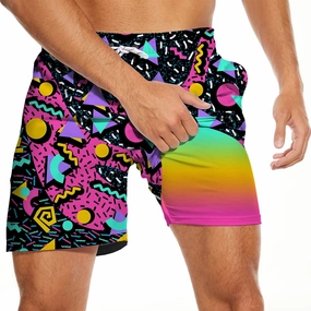 Mens Swim Trunks with Compression Liner 5 Inseam Quick Dry Swimwear Bathing Suit Swimming Board Shorts with 4 Pocket