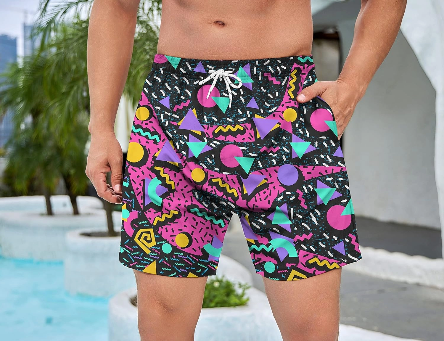 Mens Swim Trunks with Compression Liner 5 Inseam Quick Dry Swimwear Bathing Suit Swimming Board Shorts with 4 Pocket
