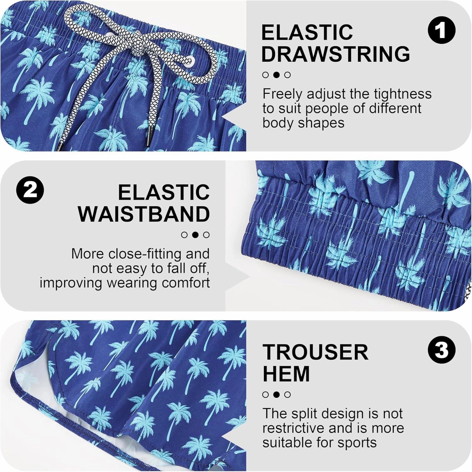 Mens Swim Trunks with Compression Liner 5" Stretch Board Shorts Quick Dry Zipper Pockets 2 in 1 Mens Bathing Suits