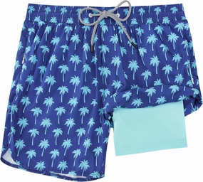 Mens Swim Trunks with Compression Liner 5" Stretch Board Shorts Quick Dry Zipper Pockets 2 in 1 Mens Bathing Suits