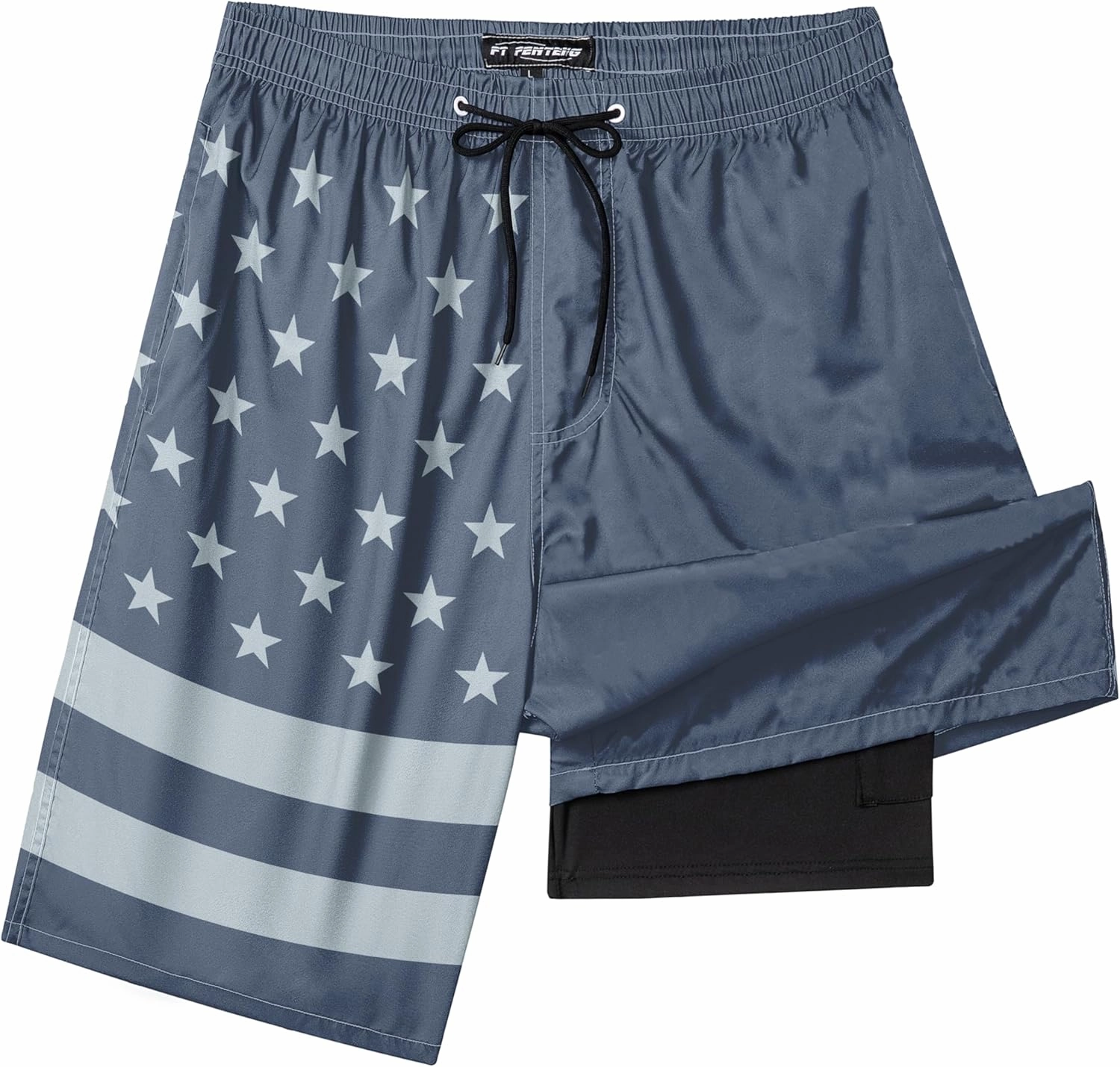 Mens Swim Trunks with Compression Liner 9" Board Shorts 2 in 1 Quick Dry Beach Swimwear Bathing Suits for Men