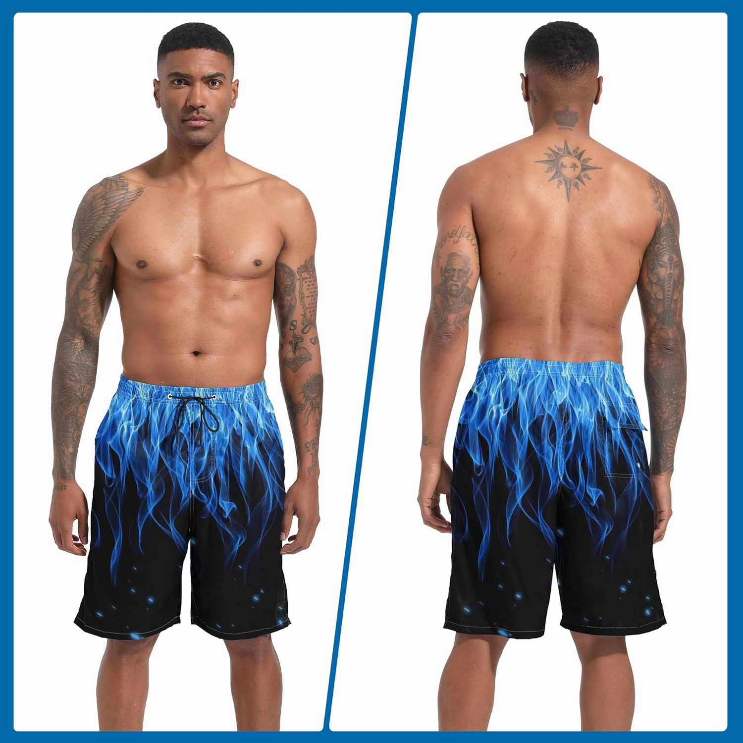 Mens Swim Trunks with Compression Liner 9" Board Shorts 2 in 1 Quick Dry Beach Swimwear Bathing Suits for Men