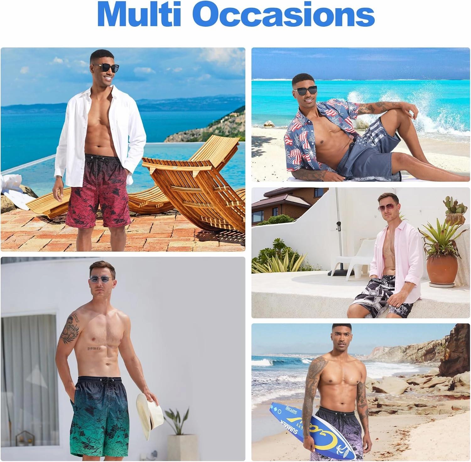 Mens Swim Trunks with Compression Liner 9" Board Shorts 2 in 1 Quick Dry Beach Swimwear Bathing Suits for Men