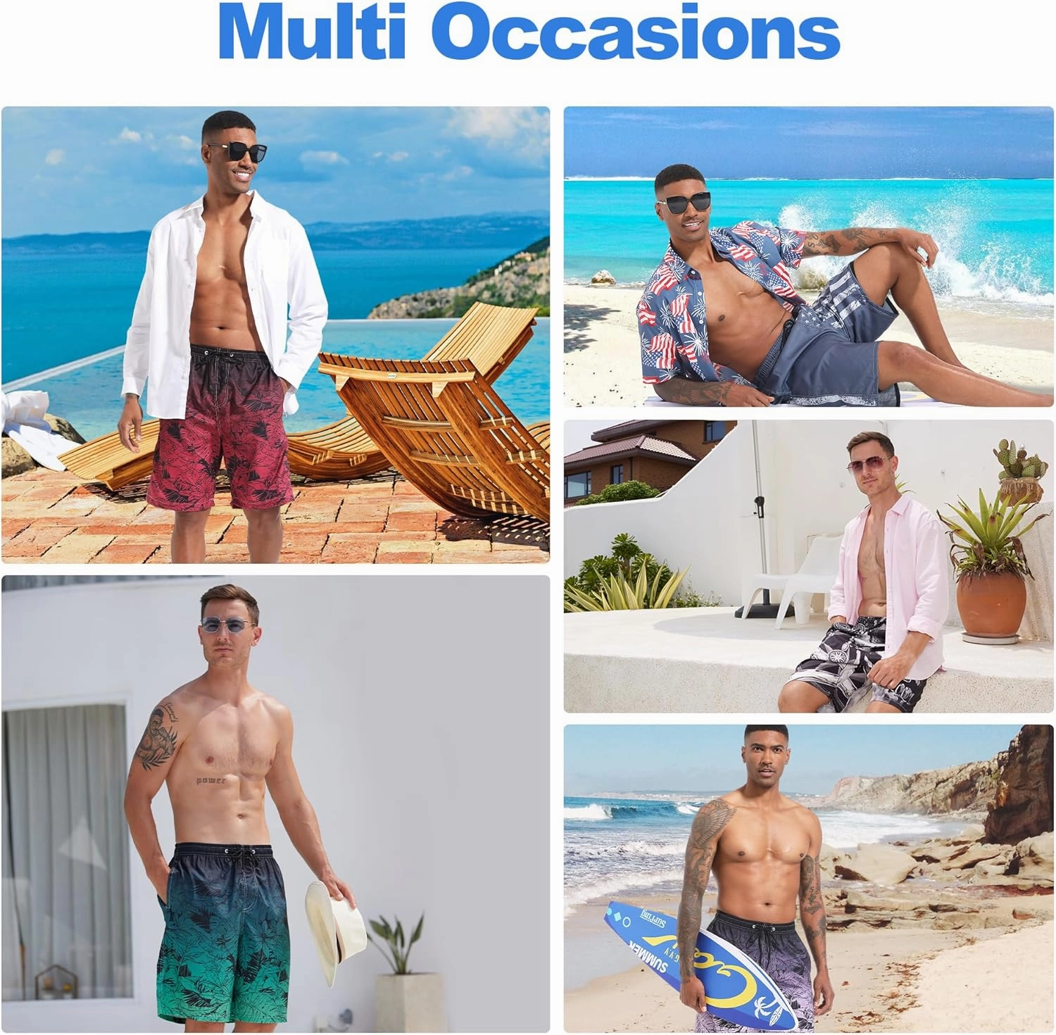Mens Swim Trunks with Compression Liner 9" Board Shorts 2 in 1 Quick Dry Beach Swimwear Bathing Suits for Men