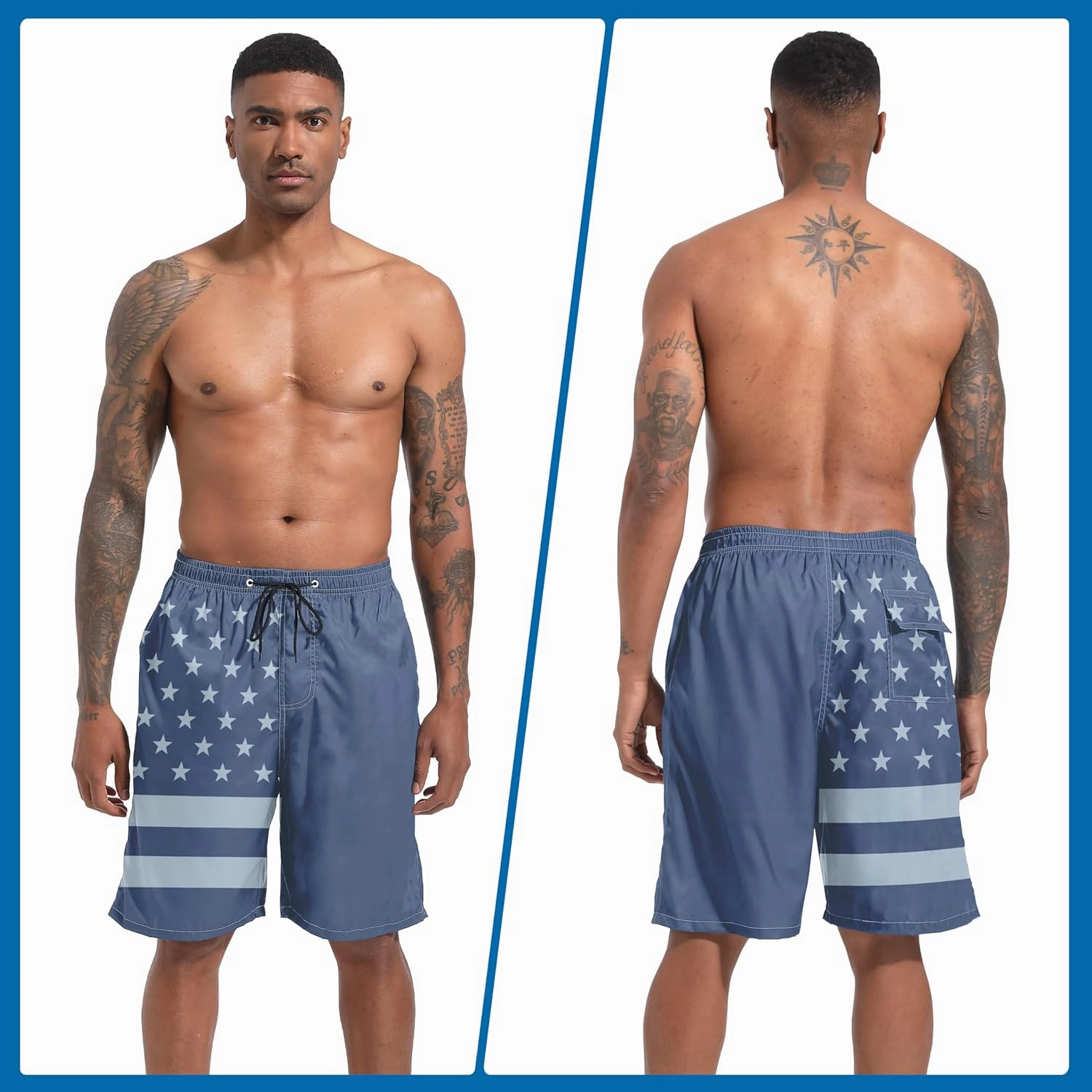 Mens Swim Trunks with Compression Liner 9" Board Shorts 2 in 1 Quick Dry Beach Swimwear Bathing Suits for Men