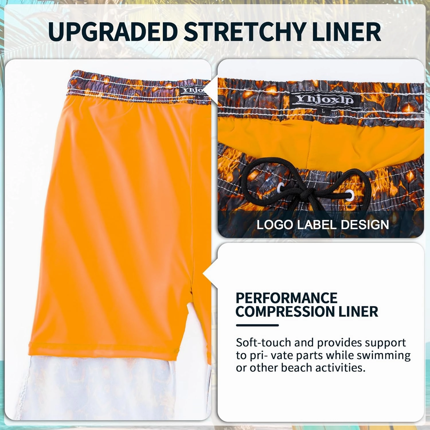 Mens Swim Trunks with Compression Liner 9" Stretch Board Shorts 2 in 1 Quick Dry Swimsuits Bathing Suits