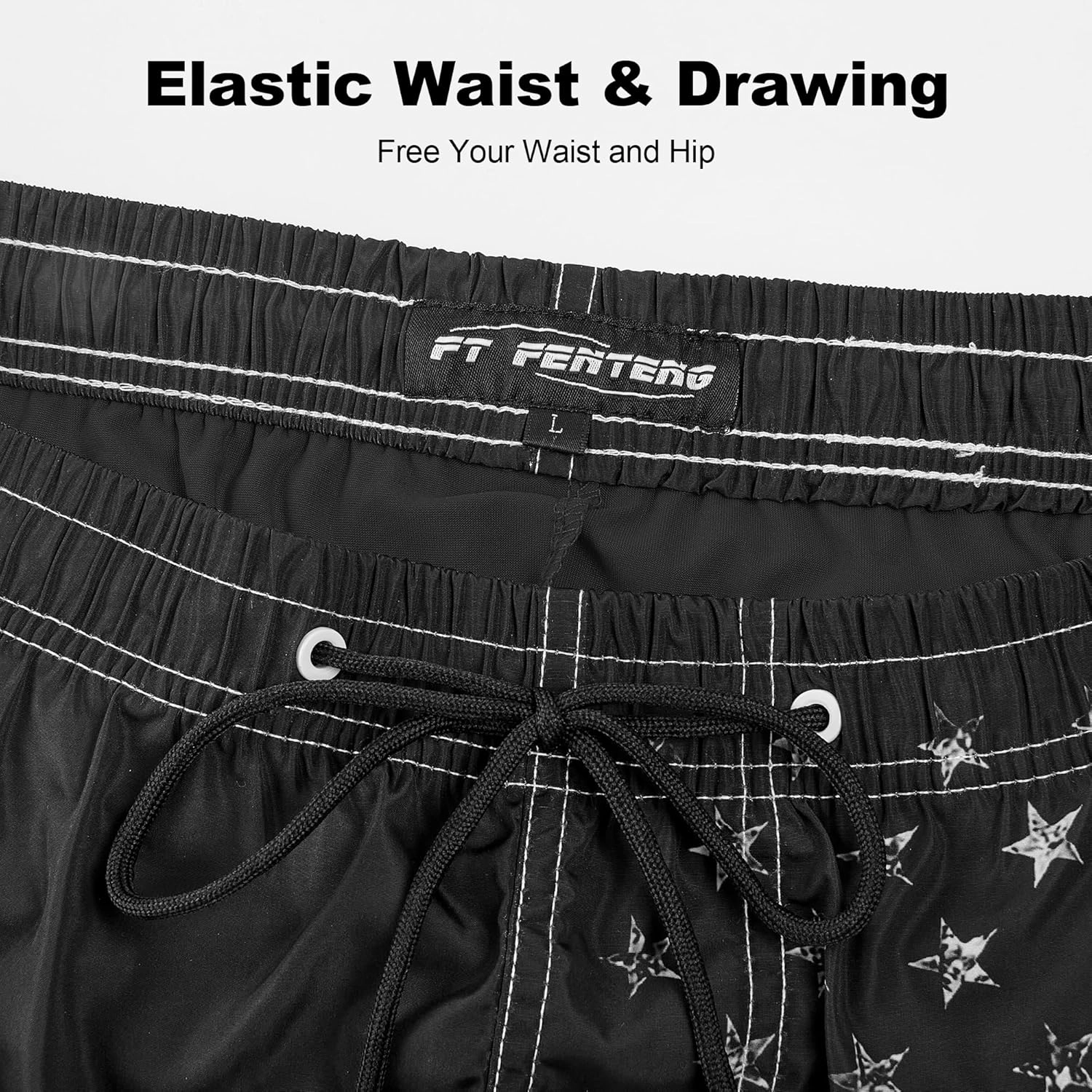 Mens Swim Trunks with Compression Liner 9" Stretch Board Shorts 2 in 1 Quick Dry Swimwear Bathing Suits