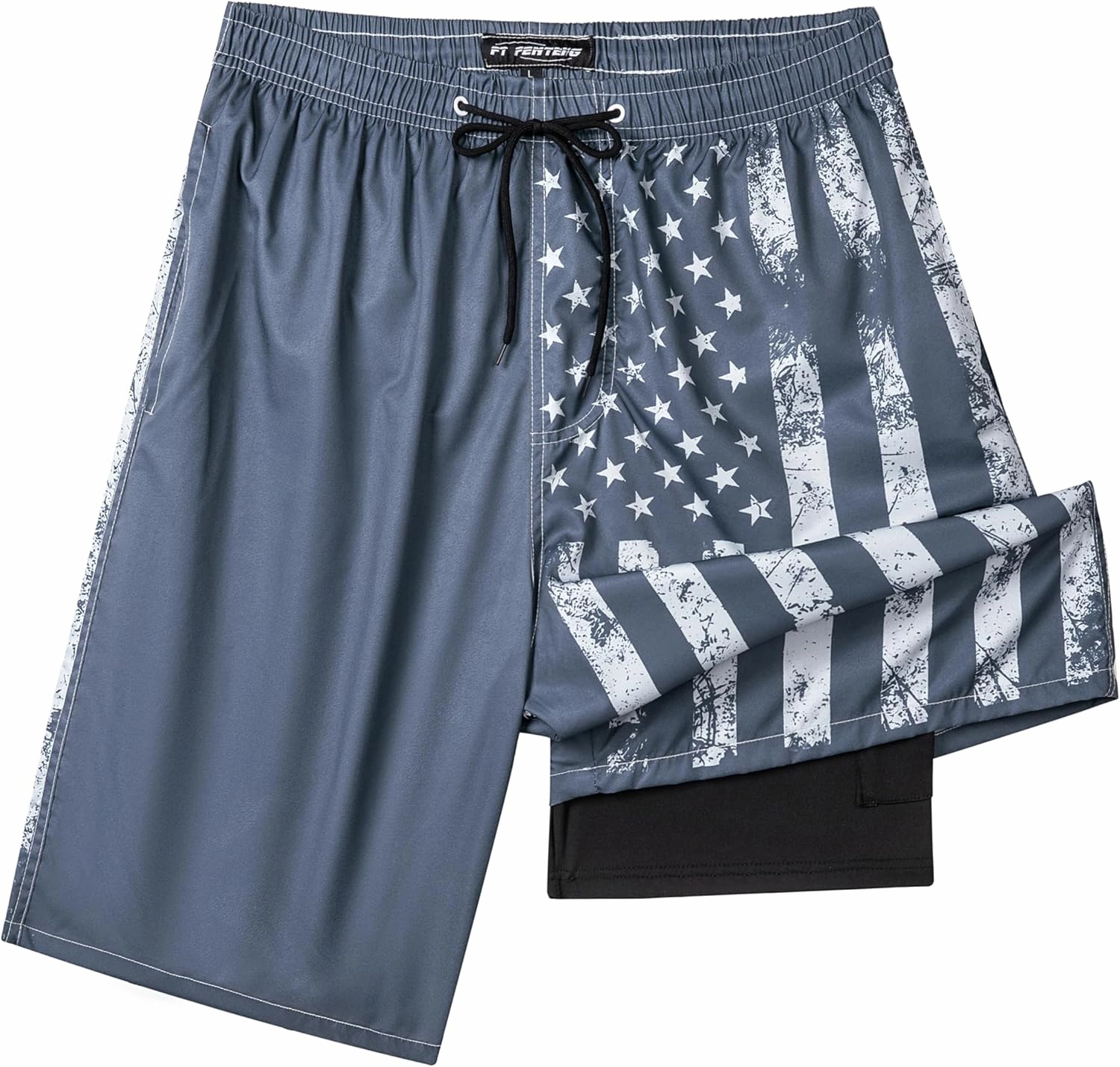 Mens Swim Trunks with Compression Liner 9" Stretch Board Shorts 2 in 1 Quick Dry Swimwear Bathing Suits