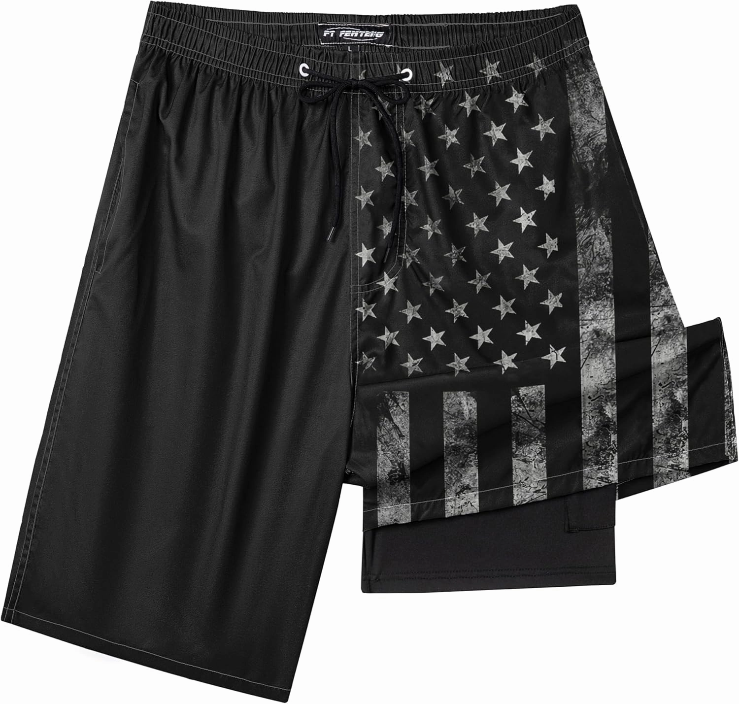 Mens Swim Trunks with Compression Liner 9" Stretch Board Shorts 2 in 1 Quick Dry Swimwear Bathing Suits
