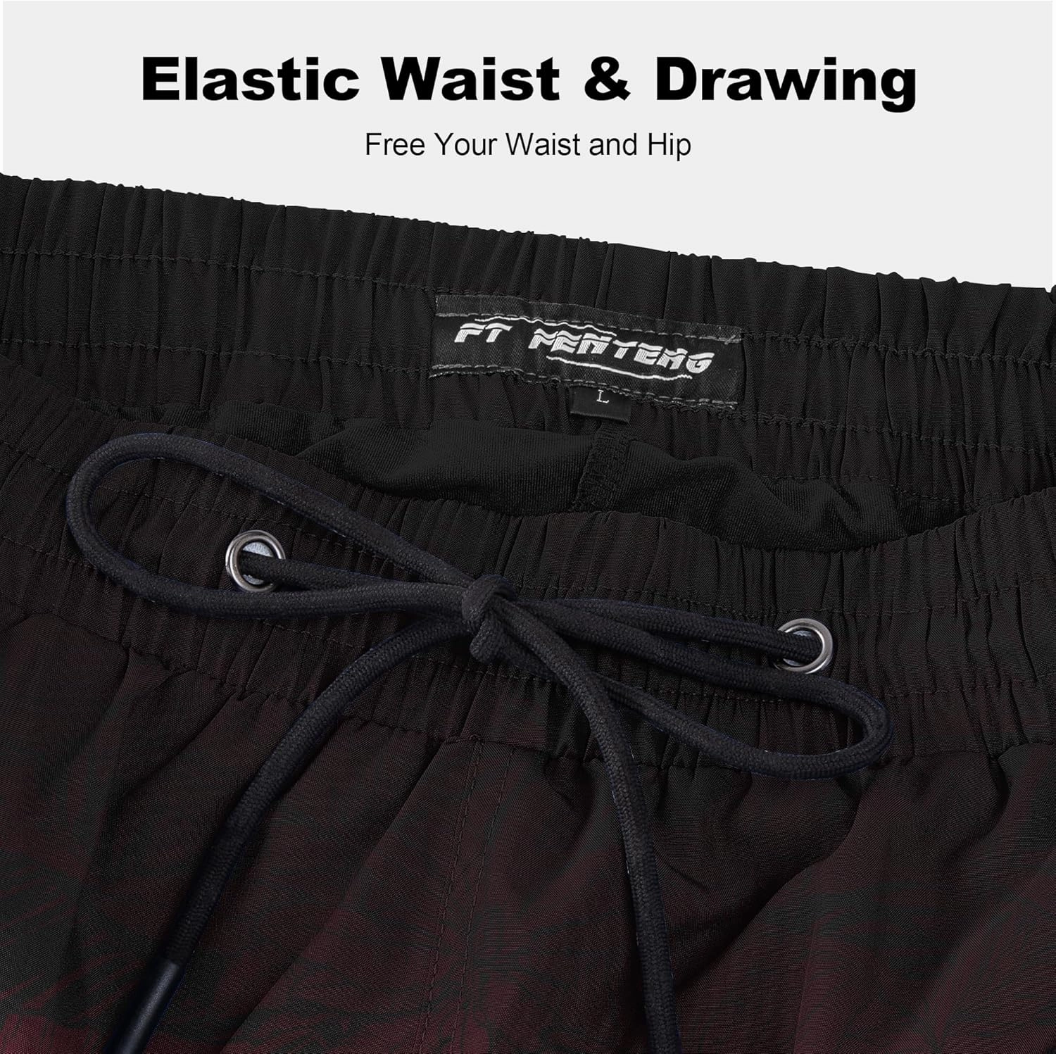 Mens Swim Trunks with Compression Liner 9" Stretch Board Shorts 2 in 1 Quick Dry Swimwear Bathing Suits