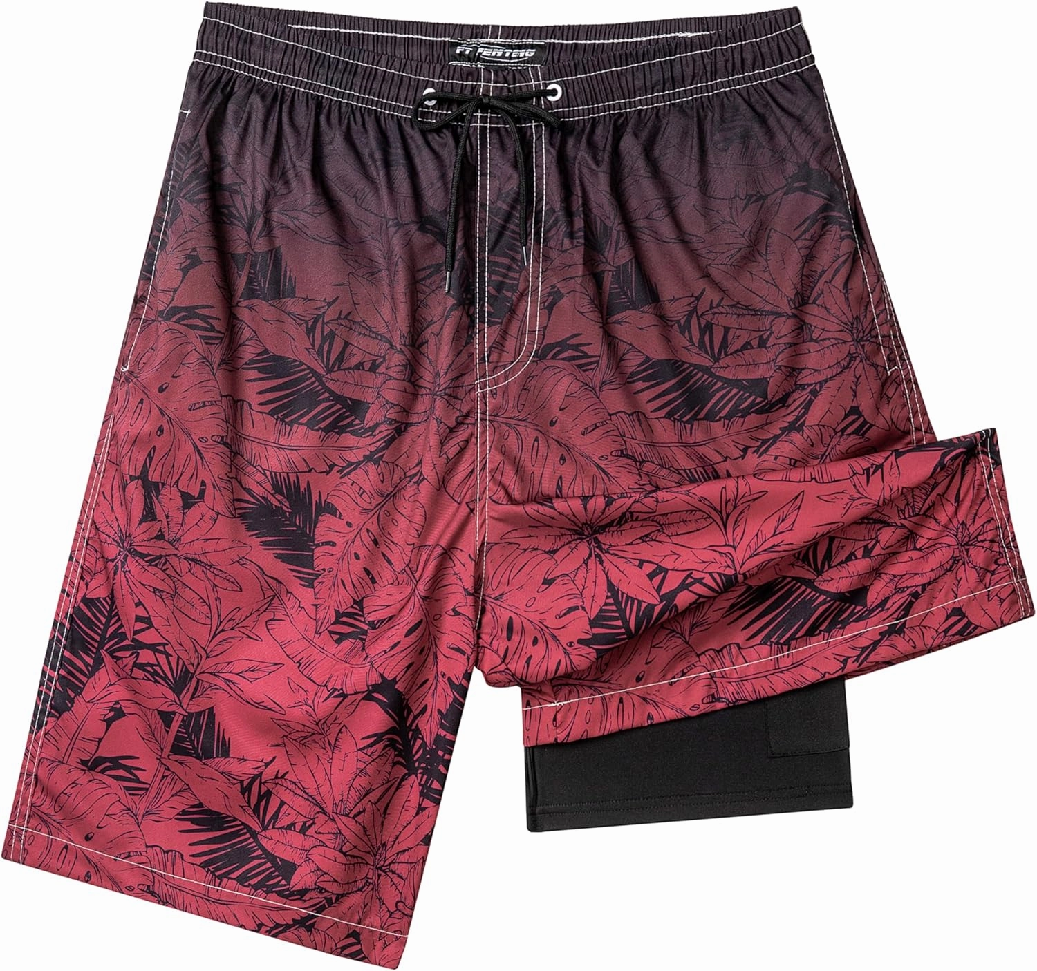 Mens Swim Trunks with Compression Liner 9" Stretch Board Shorts 2 in 1 Quick Dry Swimwear Bathing Suits