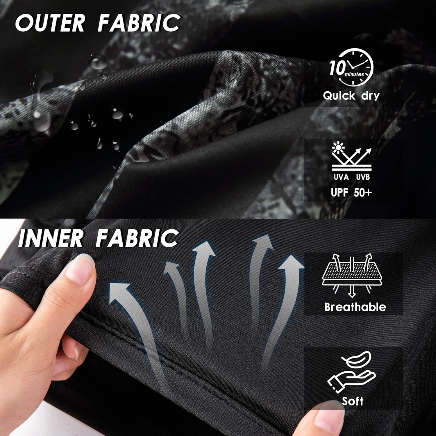 Mens Swim Trunks with Compression Liner 9" Stretch Board Shorts 2 in 1 Quick Dry Swimwear Bathing Suits