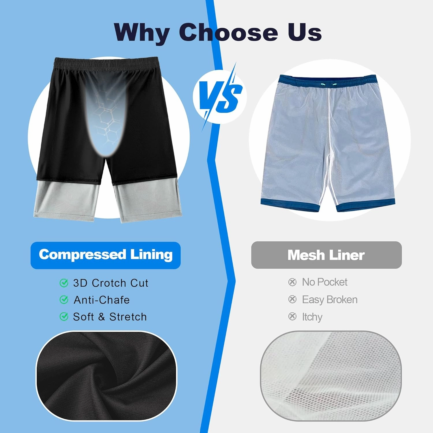 Mens Swim Trunks with Compression Liner 9" Stretch Board Shorts 2 in 1 Quick Dry Swimwear Bathing Suits