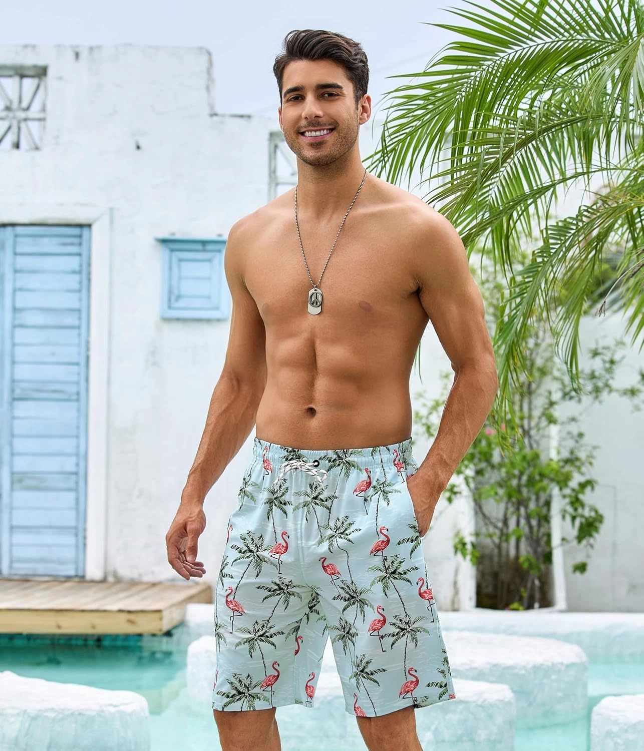 Mens Swim Trunks with Compression Liner 9" Swim Trunks Quick Dry Surfing Beach Shorts Hawaii Sports Shorts