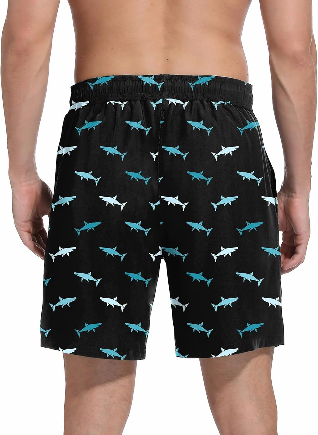 Mens Swim Trunks with Compression Liner Bathing Suits Quick Dry Beach Board Shorts with Zipper Pockets