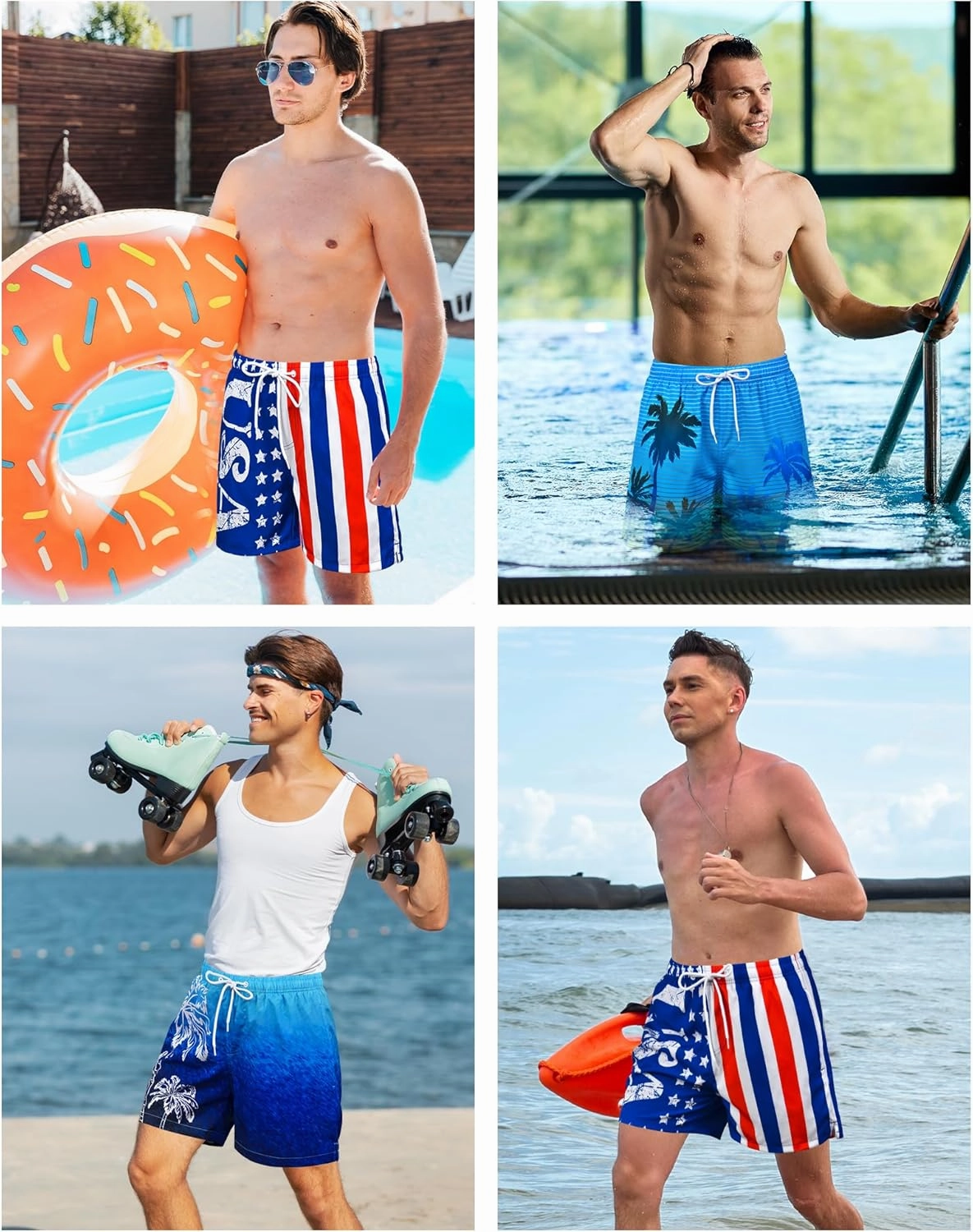 Mens Swim Trunks with Compression Liner Quick Dry Bathing Suits Board Beach Shorts Swim Shorts with Zipper Pocket