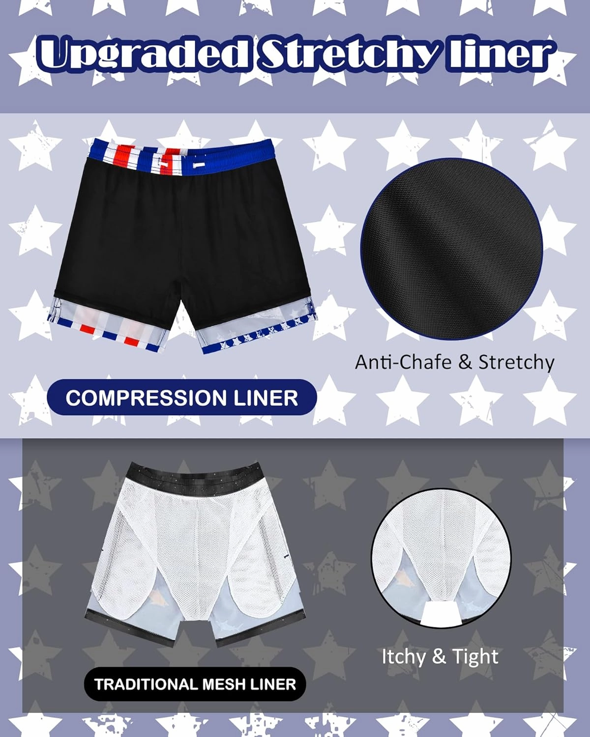 Mens Swim Trunks with Compression Liner Quick Dry Bathing Suits Board Beach Shorts Swim Shorts with Zipper Pocket