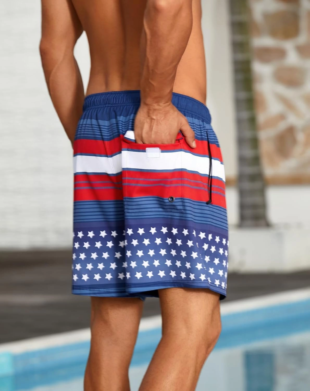 Mens Swim Trunks with Compression Liner Quick Dry Beach Shorts with Zipper Pockets