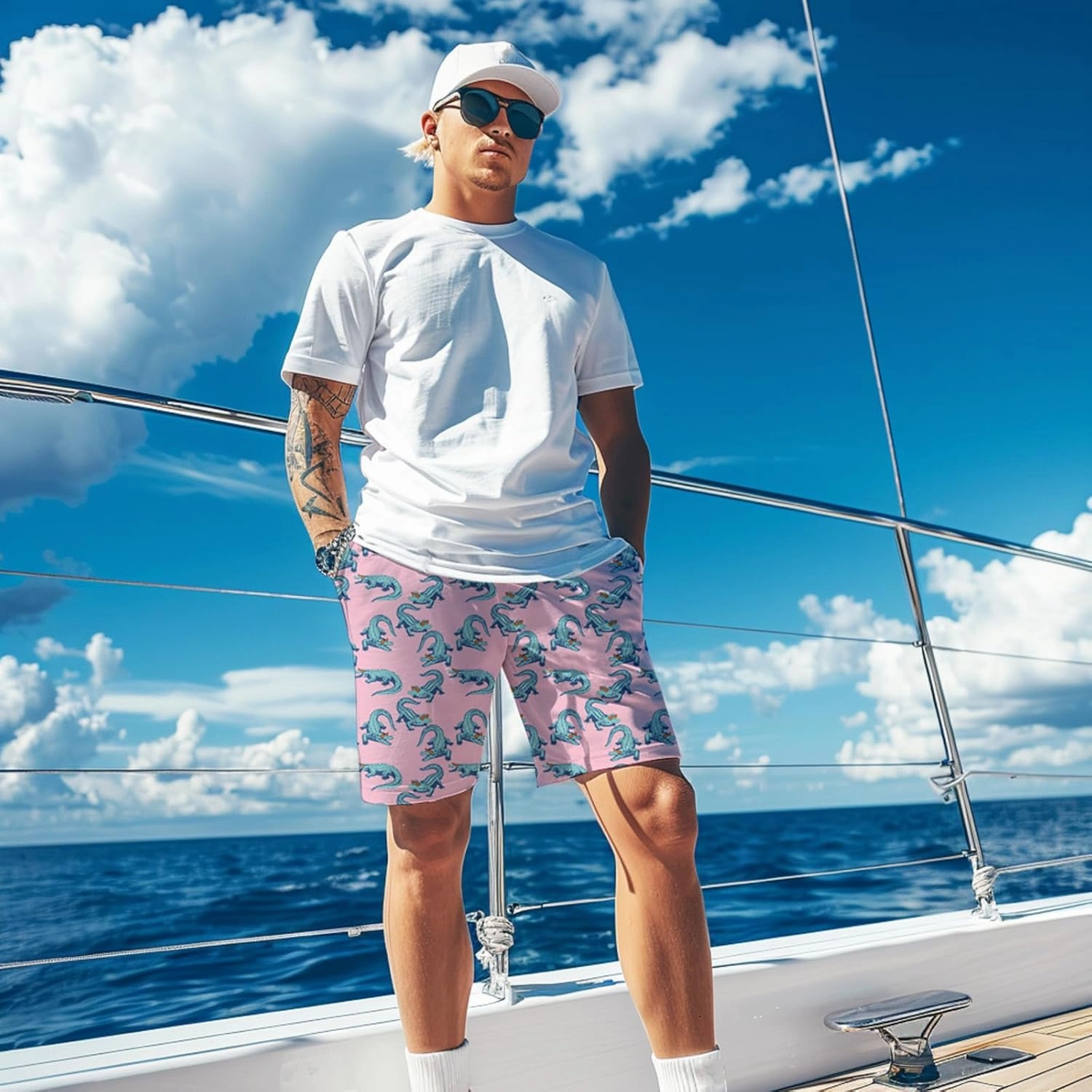 Mens Swim Trunks with Compression Liner Quick Dry Zipper Pocket Bathing