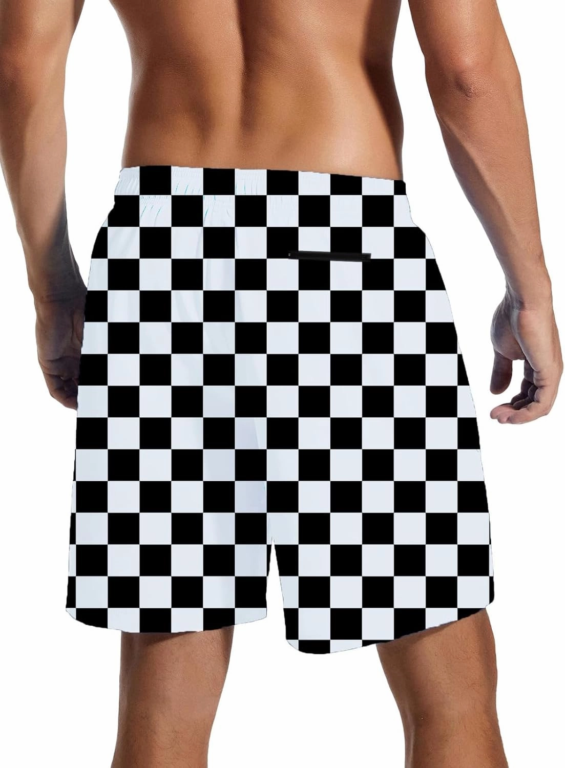 Mens Swim Trunks with Compression Liner Quick Dry Zipper Pocket Bathing