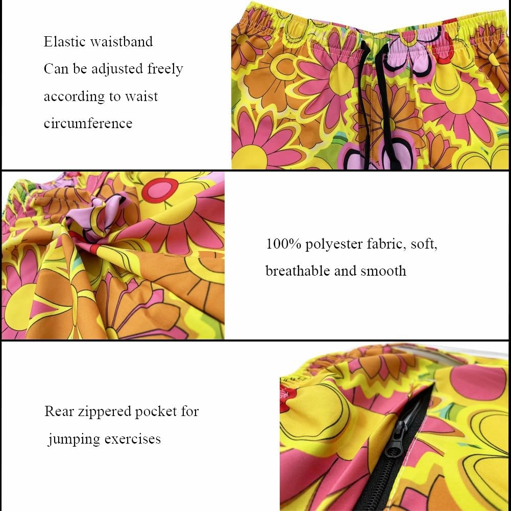 Mens Swim Trunks with Compression Liner Quick Dry Zipper Pocket Bathing