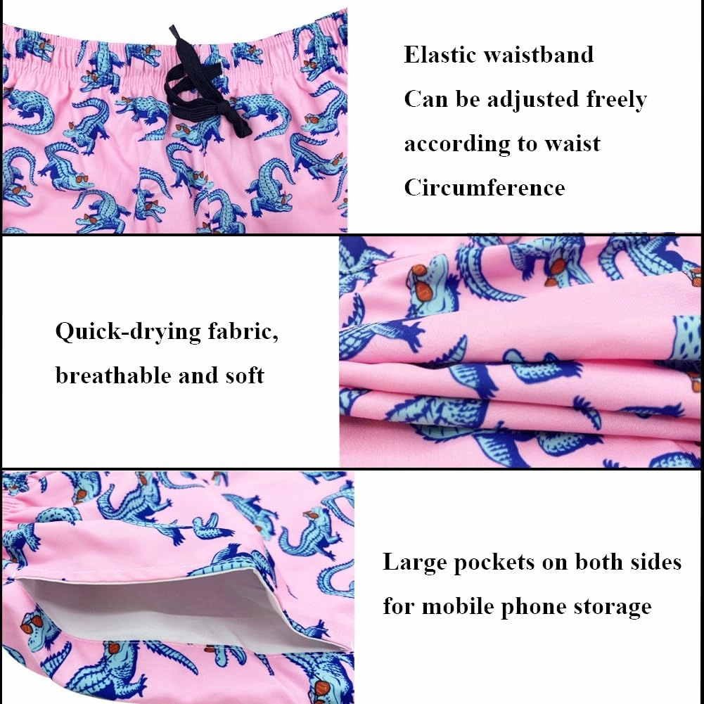 Mens Swim Trunks with Compression Liner Quick Dry Zipper Pocket Bathing