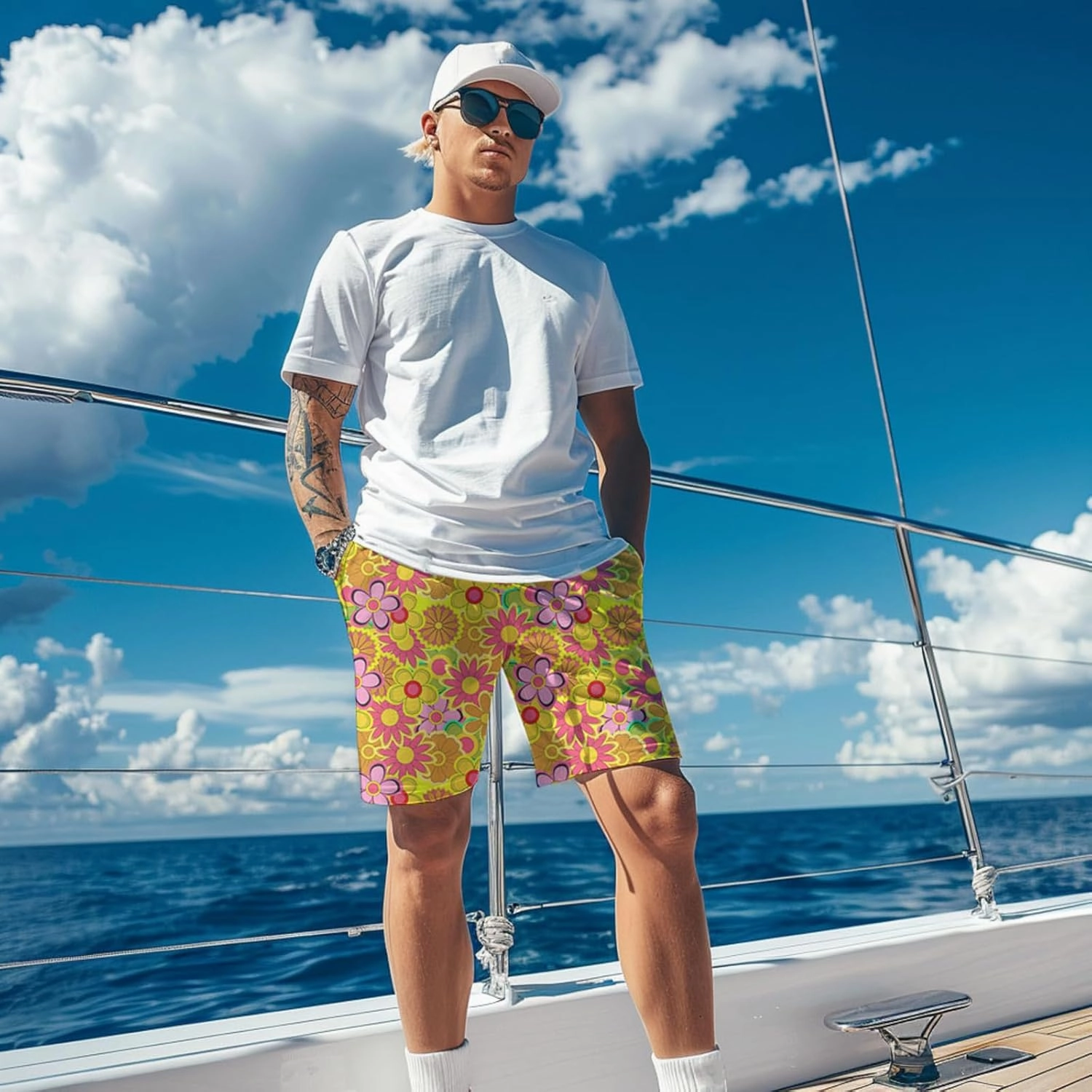 Mens Swim Trunks with Compression Liner Quick Dry Zipper Pocket Bathing