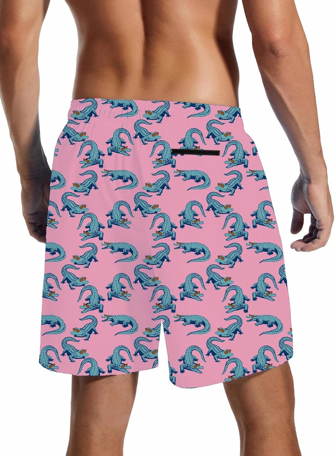 Mens Swim Trunks with Compression Liner Quick Dry Zipper Pocket Bathing