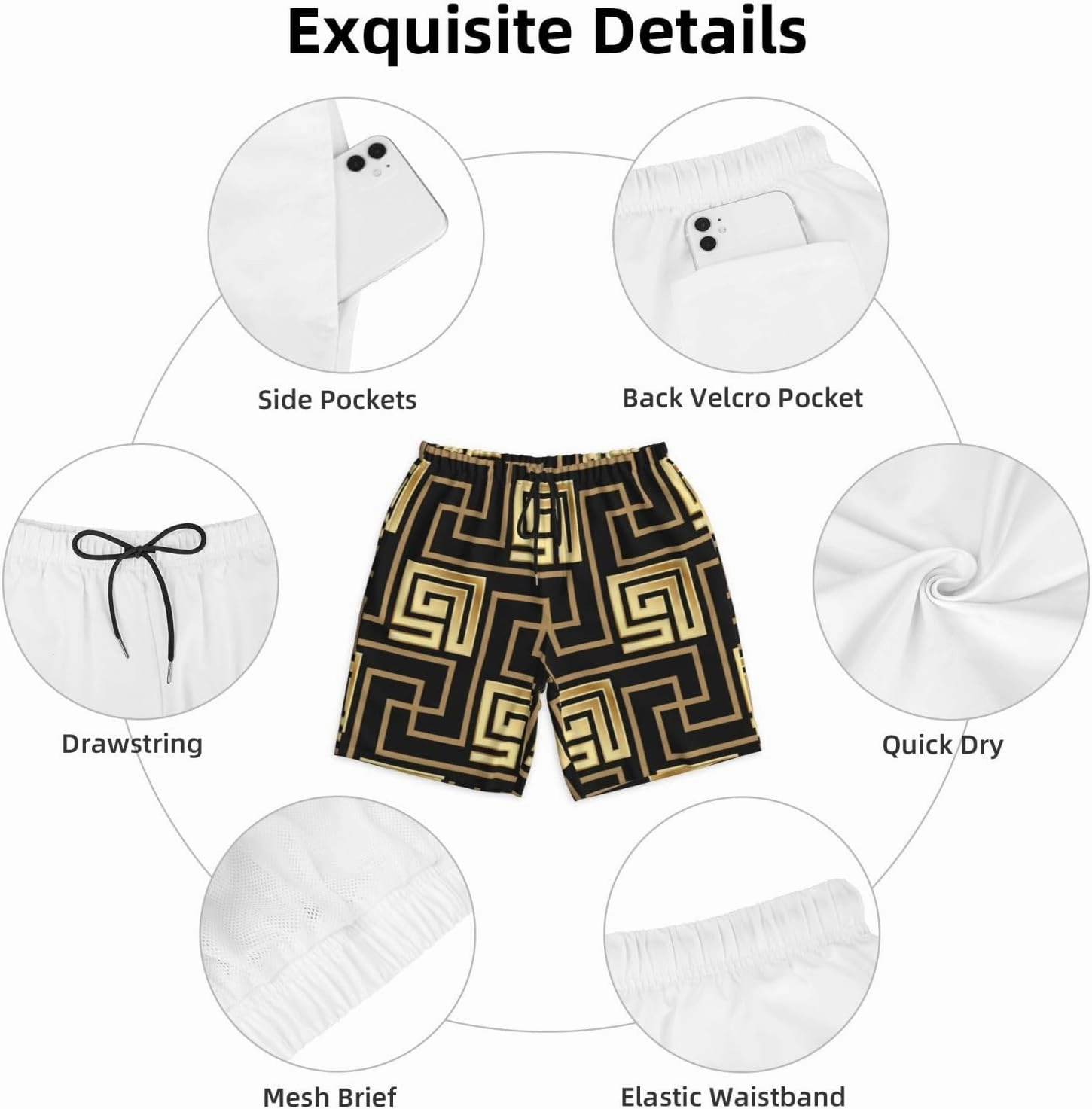 Mens Swim Trunks with Mesh Lining,Quick Dry Swimsuit Board Shorts Beach Pants Swimwear Bathing Suits