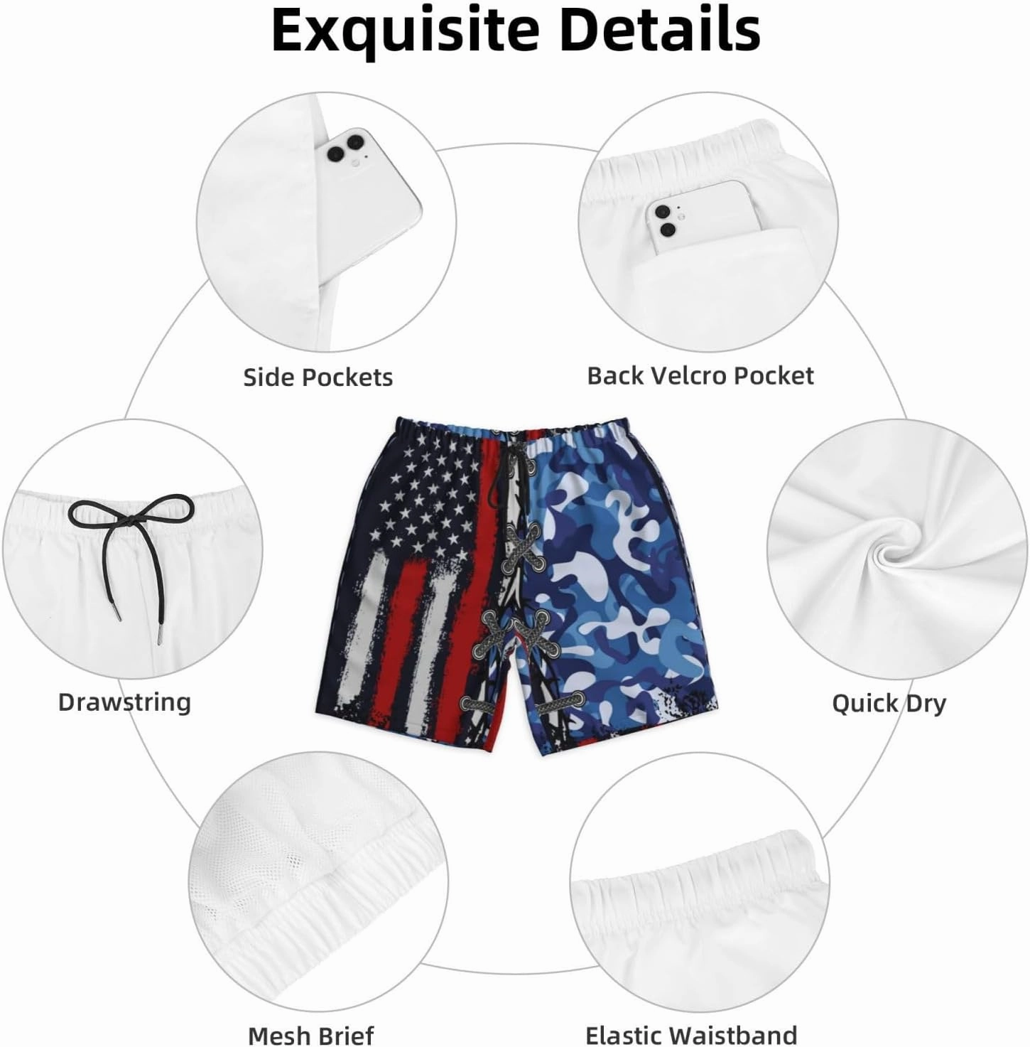 Mens Swim Trunks with Mesh Lining,Quick Dry Swimsuit Board Shorts Beach Pants Swimwear Bathing Suits