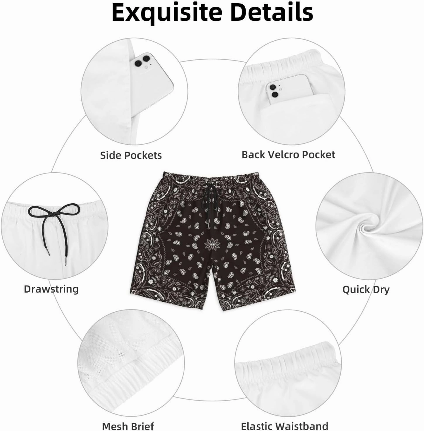 Mens Swim Trunks with Mesh Lining,Quick Dry Swimsuit Board Shorts Beach Pants Swimwear Bathing Suits