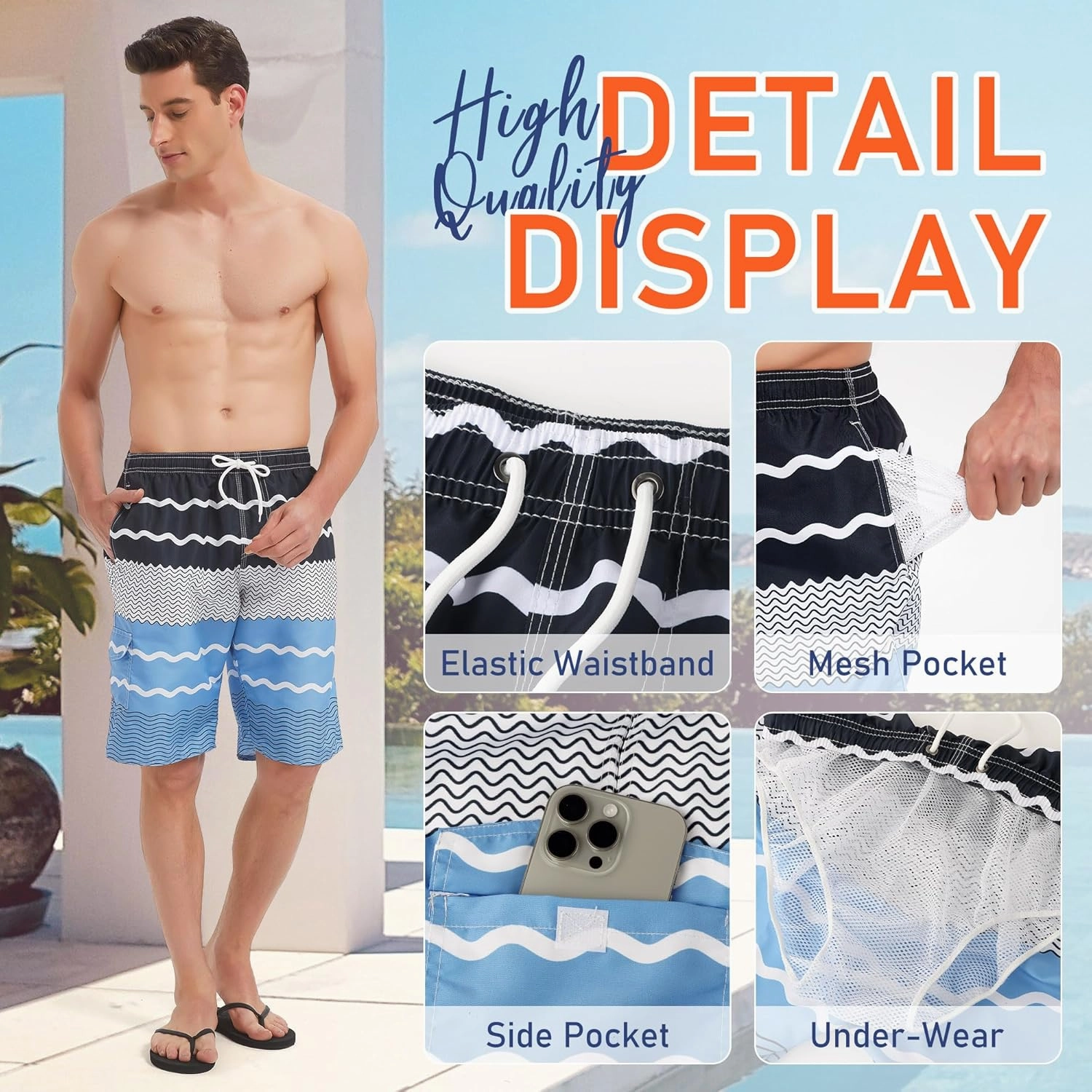 Mens Swimming Trunks Swim Trunks Quick Dry Swim Shorts with Mesh Lining Funny Swimwear Bathing Suits