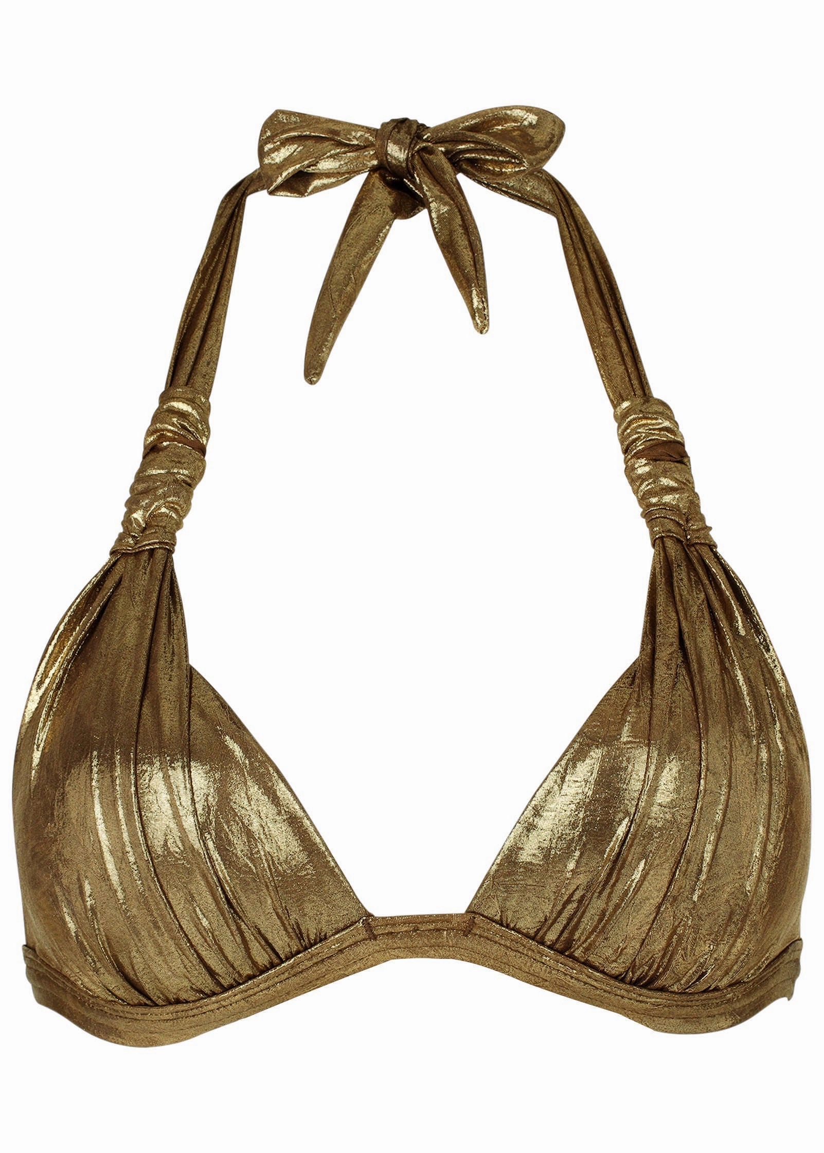 Metallic Goddess Push-Up Halter Top - Mahogany Shine