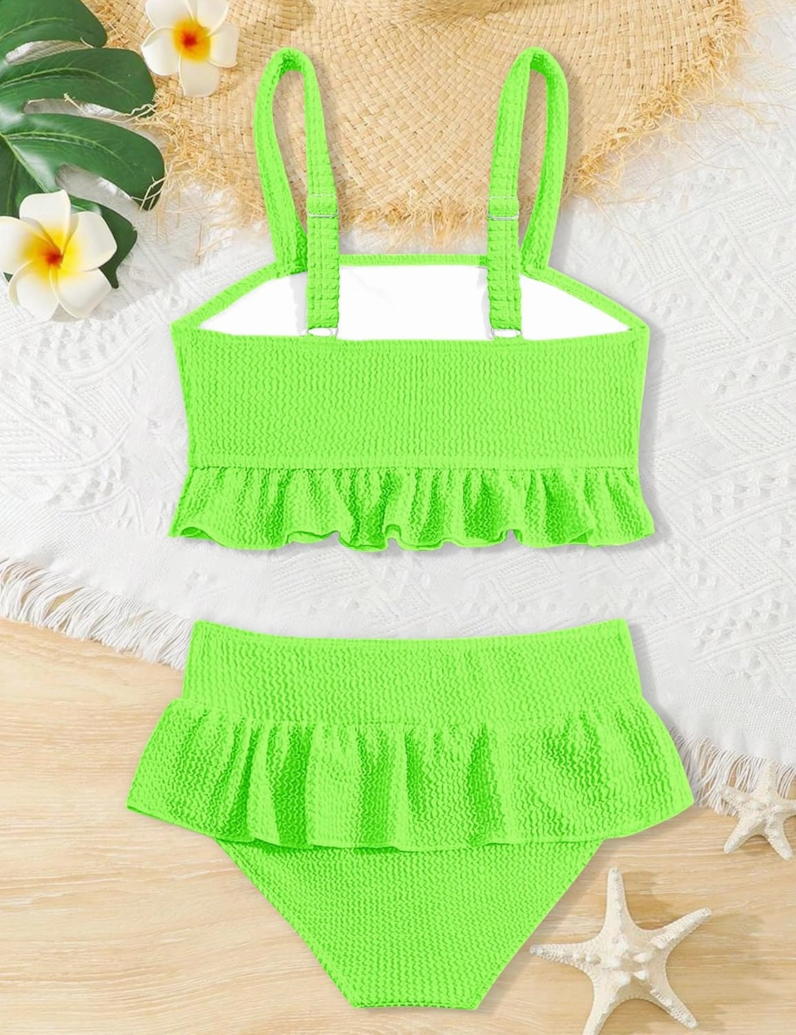 Migu Girls Swimsuits with Ruffled Hem Cute Bikini 2 Piece Bathing Suits for Girls Swimwear