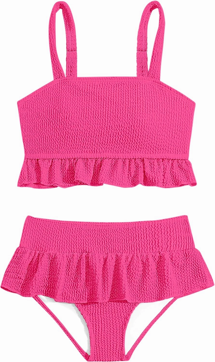 Migu Girls Swimsuits with Ruffled Hem Cute Bikini 2 Piece Bathing Suits for Girls Swimwear
