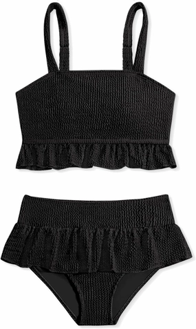 Migu Girls Swimsuits with Ruffled Hem Cute Bikini 2 Piece Bathing Suits for Girls Swimwear