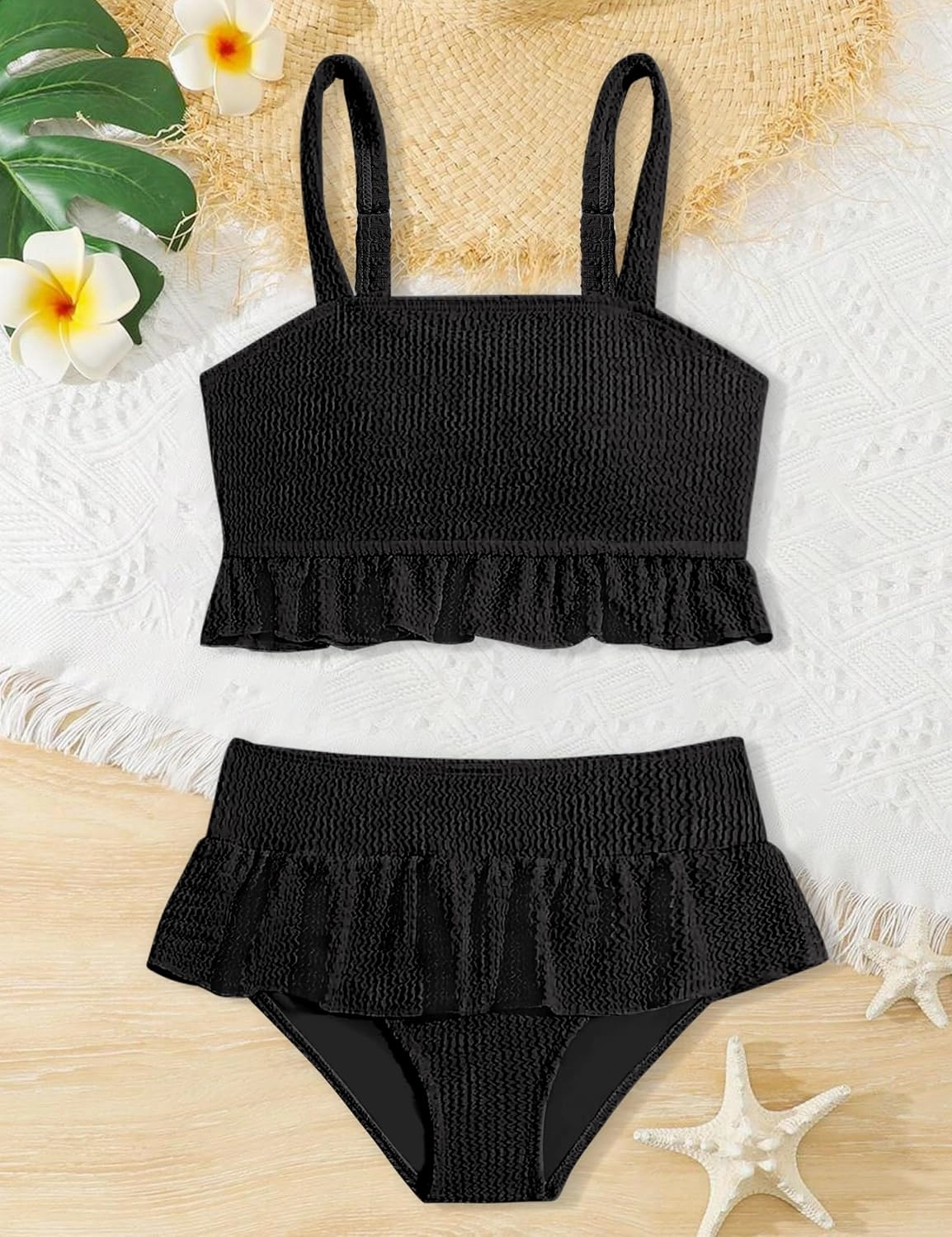 Migu Girls Swimsuits with Ruffled Hem Cute Bikini 2 Piece Bathing Suits for Girls Swimwear