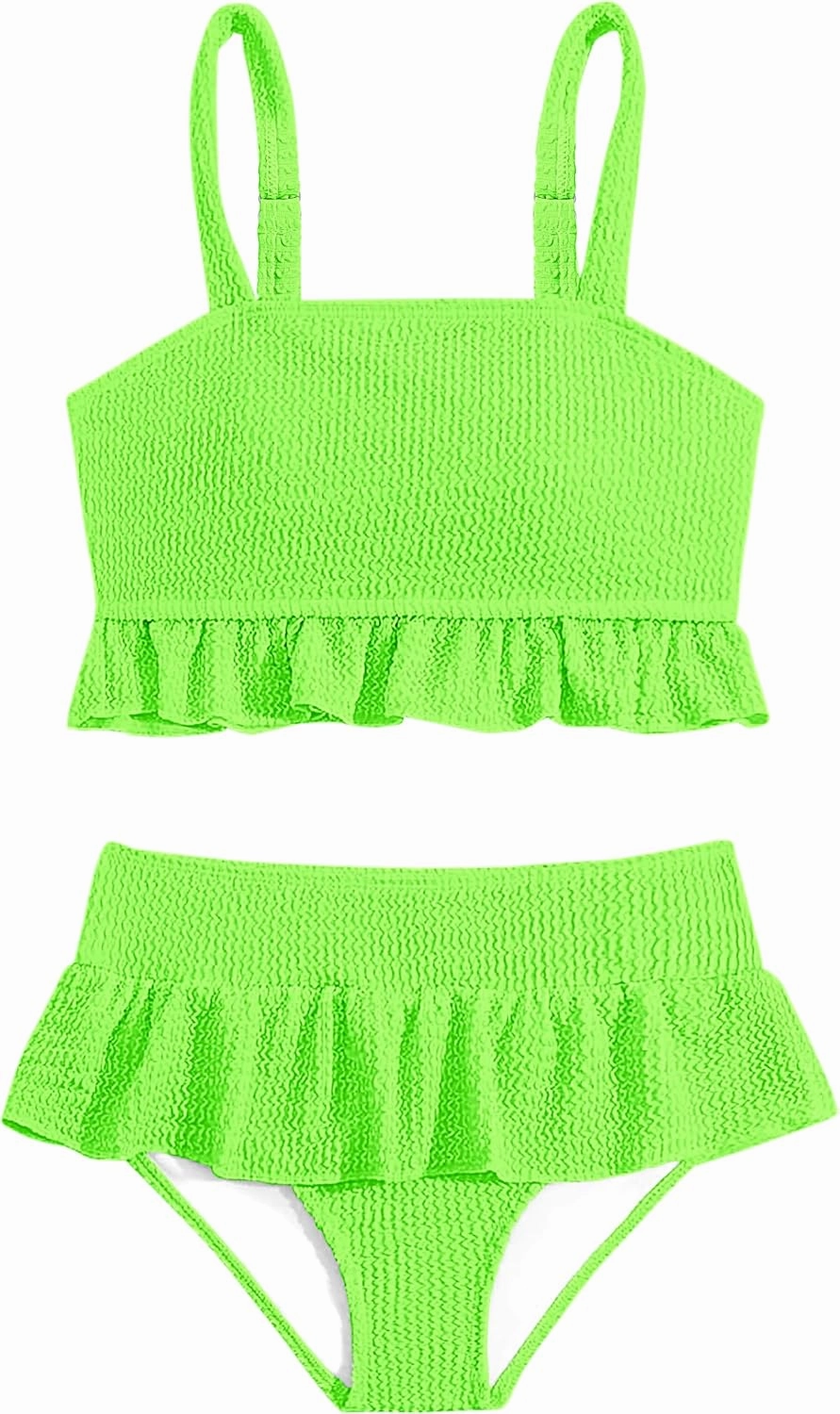 Migu Girls Swimsuits with Ruffled Hem Cute Bikini 2 Piece Bathing Suits for Girls Swimwear