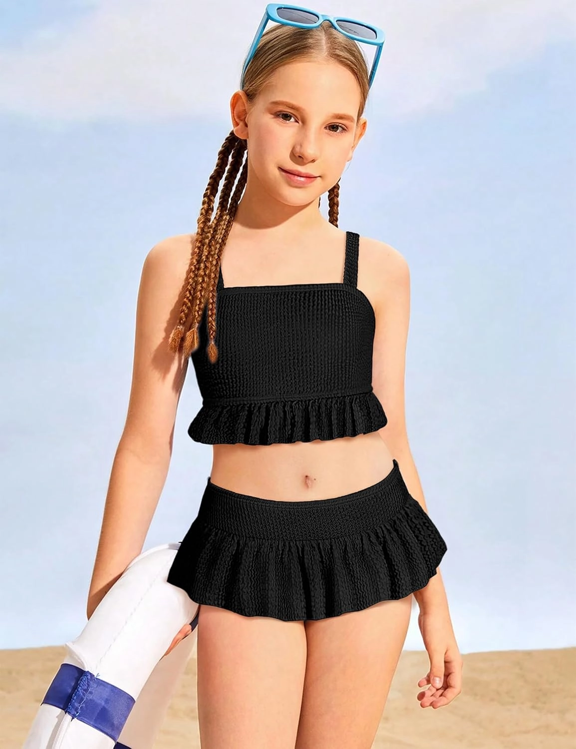 Migu Girls Swimsuits with Ruffled Hem Cute Bikini 2 Piece Bathing Suits for Girls Swimwear