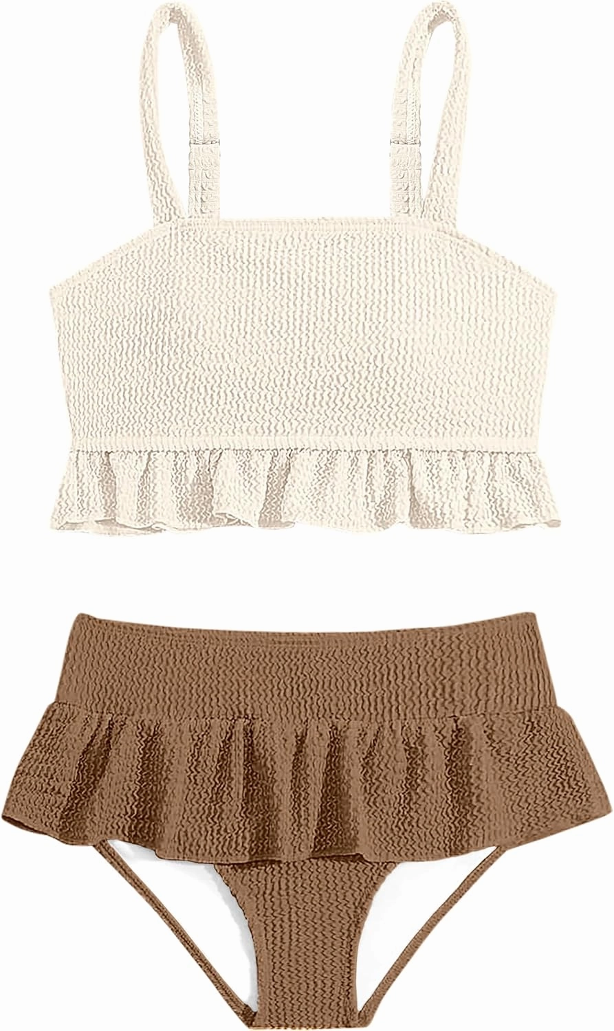 Migu Girls Swimsuits with Ruffled Hem Cute Bikini 2 Piece Bathing Suits for Girls Swimwear