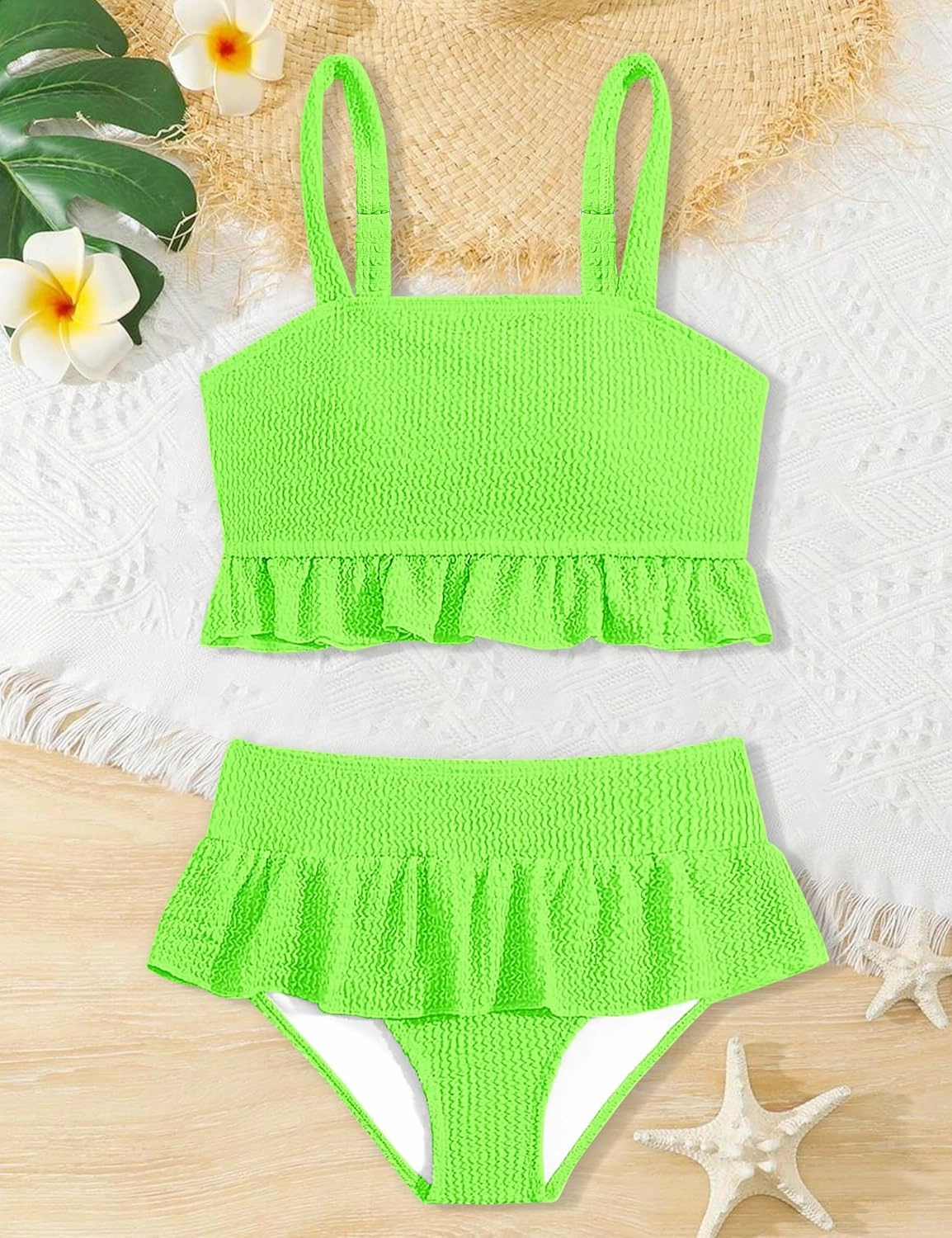 Migu Girls Swimsuits with Ruffled Hem Cute Bikini 2 Piece Bathing Suits for Girls Swimwear
